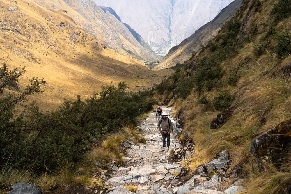 Hiking towards the dead woman pass on the Inca Trail